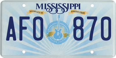 MS license plate AFO870