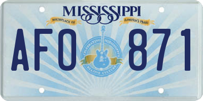 MS license plate AFO871