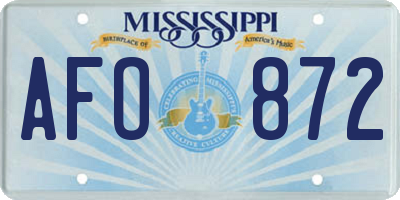 MS license plate AFO872