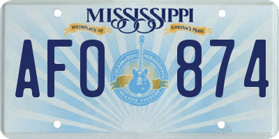 MS license plate AFO874