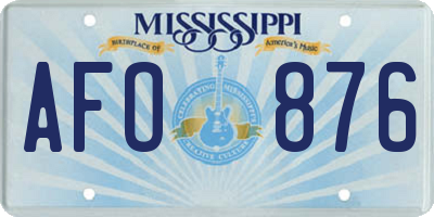 MS license plate AFO876