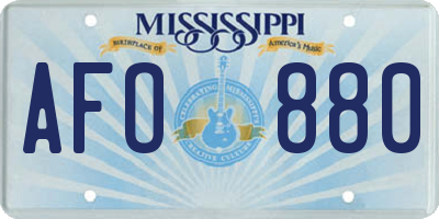 MS license plate AFO880