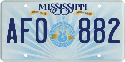 MS license plate AFO882