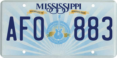 MS license plate AFO883