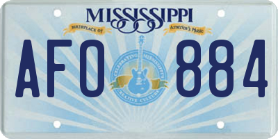 MS license plate AFO884