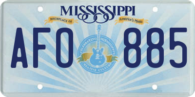 MS license plate AFO885