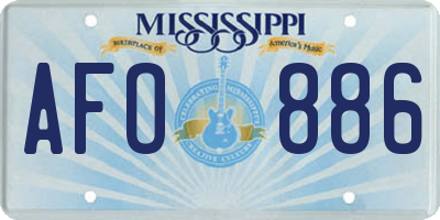 MS license plate AFO886