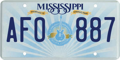 MS license plate AFO887