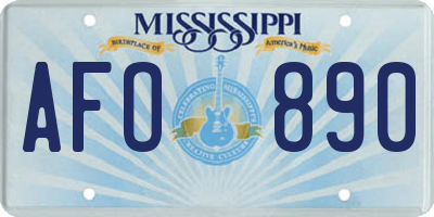 MS license plate AFO890