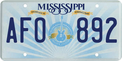 MS license plate AFO892