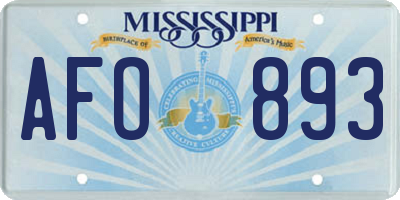 MS license plate AFO893
