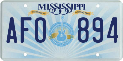 MS license plate AFO894