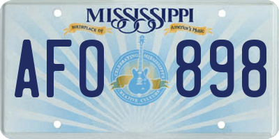 MS license plate AFO898