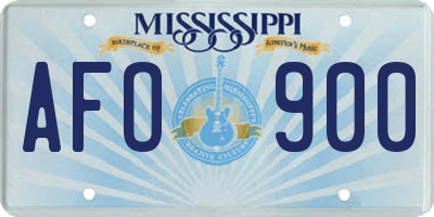 MS license plate AFO900