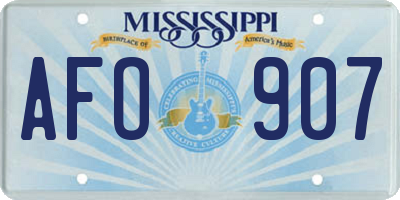 MS license plate AFO907