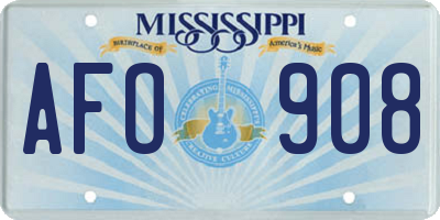 MS license plate AFO908