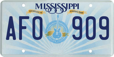 MS license plate AFO909