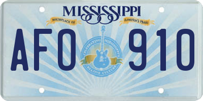 MS license plate AFO910