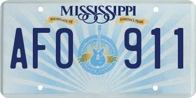 MS license plate AFO911