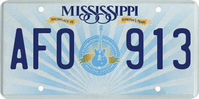 MS license plate AFO913