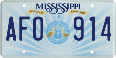 MS license plate AFO914