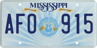 MS license plate AFO915