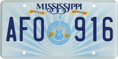 MS license plate AFO916