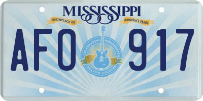 MS license plate AFO917