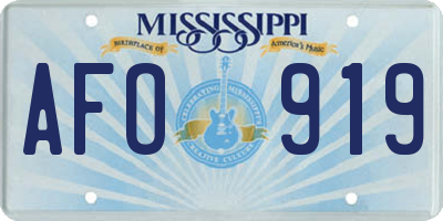 MS license plate AFO919