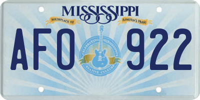 MS license plate AFO922
