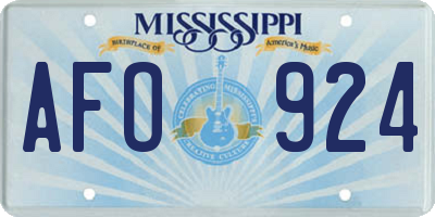 MS license plate AFO924