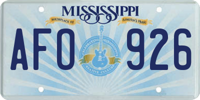 MS license plate AFO926