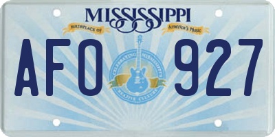 MS license plate AFO927