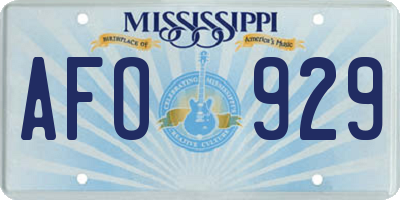 MS license plate AFO929