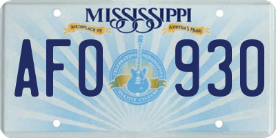 MS license plate AFO930