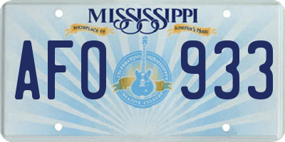 MS license plate AFO933