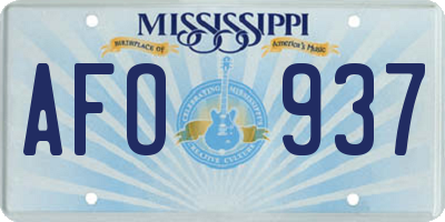 MS license plate AFO937