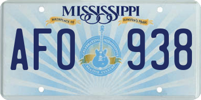 MS license plate AFO938