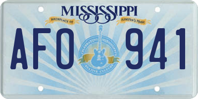 MS license plate AFO941