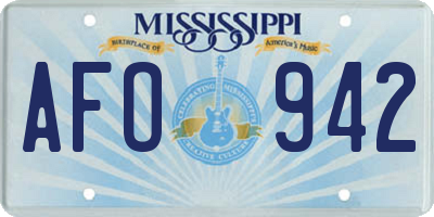 MS license plate AFO942