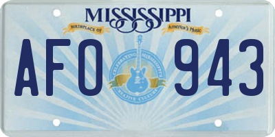 MS license plate AFO943