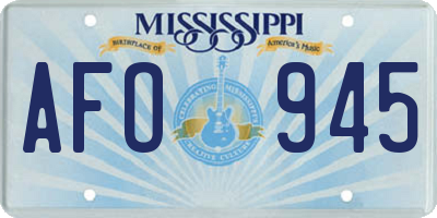 MS license plate AFO945
