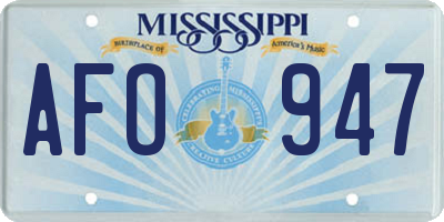 MS license plate AFO947