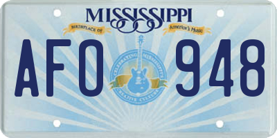 MS license plate AFO948