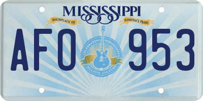 MS license plate AFO953