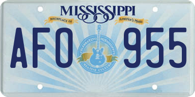 MS license plate AFO955