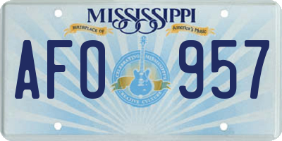 MS license plate AFO957