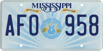 MS license plate AFO958