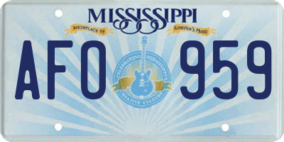 MS license plate AFO959