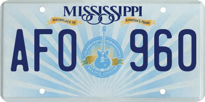 MS license plate AFO960